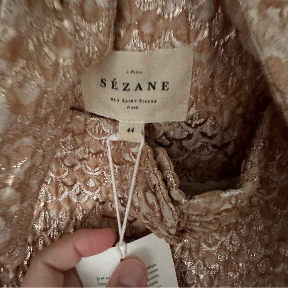 BNWT Sezane Skirt Jupe Tesse Jacquard Ecailles Rose Gold FR 44 US 12 - Picture 6 of 7